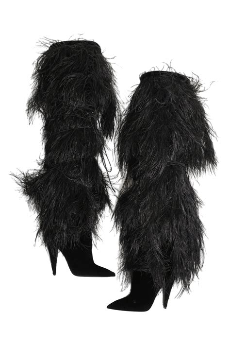 yeti feather ysl boots|Saint Laurent Yeti Feather Over The Knee Boots .